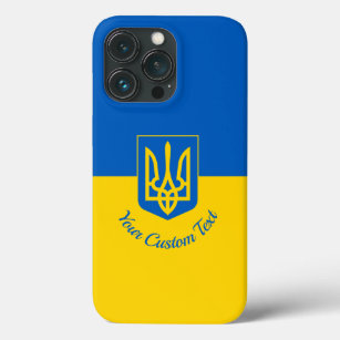 Ukrainische Flagge mit Wappen und benutzerdefinier Case-Mate iPhone Hülle