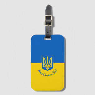 Ukrainische Flagge mit Wappen und benutzerdefinier Gepäckanhänger
