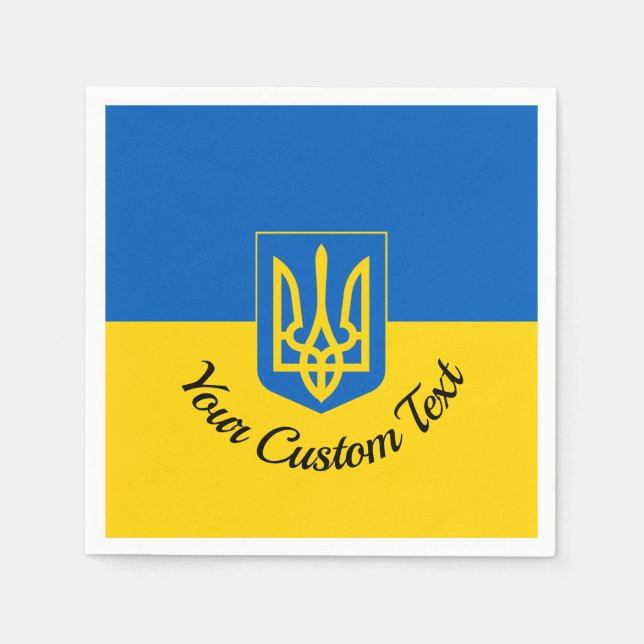 Ukrainische Flagge mit Wappen und benutzerdefinier Serviette (Vorderseite)