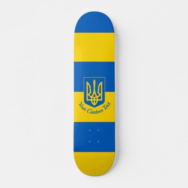Ukrainische Flagge mit Wappen und benutzerdefinier Skateboard (Vorne)