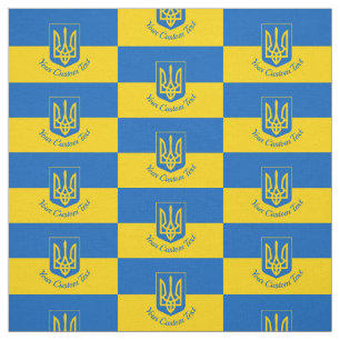 Ukrainische Flagge mit Wappen und benutzerdefinier Stoff