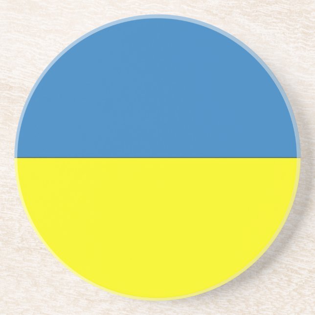 ukrainische Flagge Sandstein Untersetzer (Vorne)