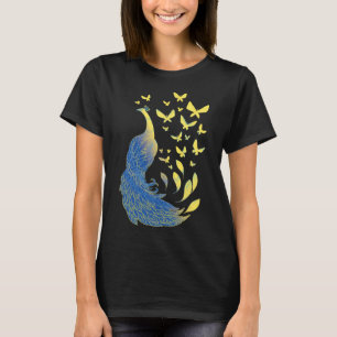 Ukrainische Flagge Symbol Erbse Vogel Schmetterlin T-Shirt