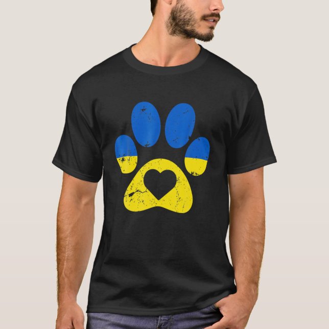 Ukrainische Flagge Ukraine Paw Dog Patriot Rettete T-Shirt (Vorderseite)