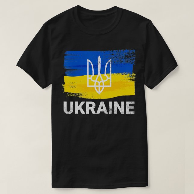 Ukrainische Flagge Ukraine Symbol Ich stehe mit de T-Shirt (Design vorne)