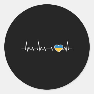 ukrainische Flagge ukrainisches Herzinfarkt Runder Aufkleber