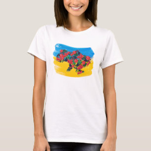 Ukrainische Flagge und Karte der Viburnumbeeren T-Shirt