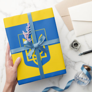 Ukrainische Flagge und Ukraine Tryzub, Geburtstag  Geschenkpapier
