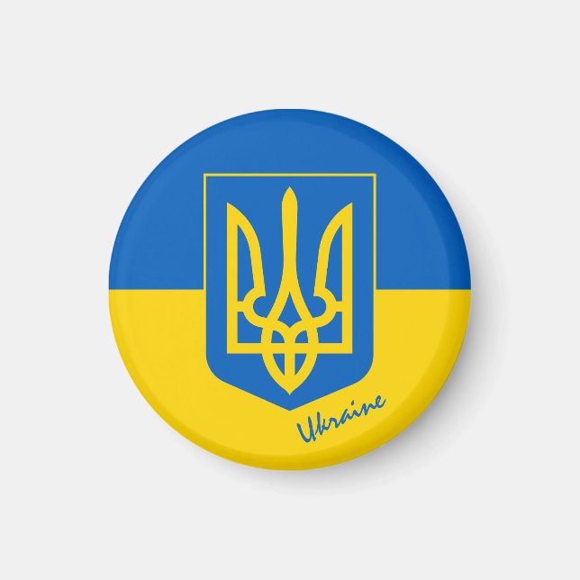 ukrainische Flagge und Ukraine, Urlaubsmagnet Magnet (Vorne)