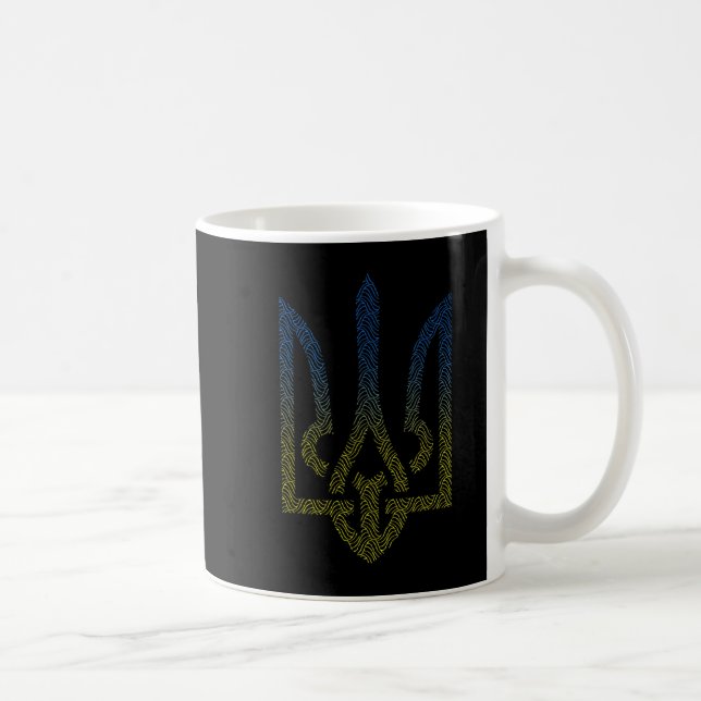 ukrainische Flagge und ukrainische Trident Kaffeetasse (Rechts)
