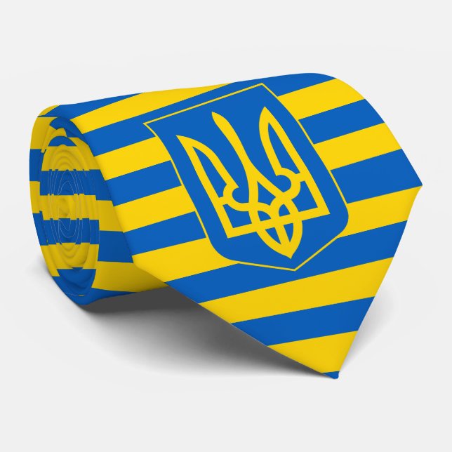 Ukrainische Flagge und Wappen, Flagge der Ukraine Krawatte (Gerollt)