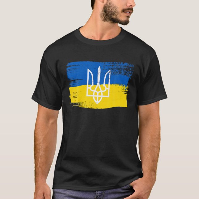 ukrainische Flagge und Wappen gestrichen _ Ukraini T-Shirt (Vorderseite)