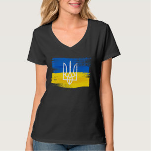 ukrainische Flagge und Wappen gestrichen Ukrainisc T-Shirt