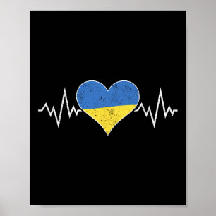 Ukrainische Flagge Vintage Herz Herzschlag Ukraine Poster