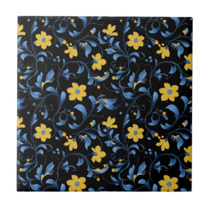 Ukrainische florale Volkskunstmotive  Fliese