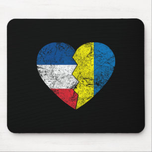 Ukrainische Französische Flaggen Herz Frankreich U Mousepad