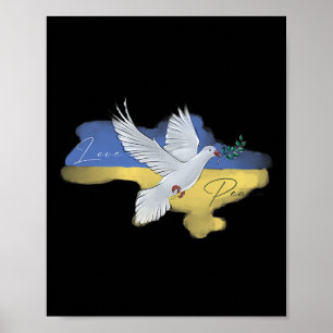 Ukrainische Friedens Taube Flagge Farben Blau Gelb Poster