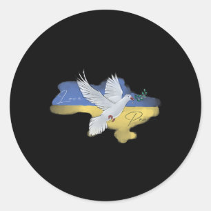 Ukrainische Friedens Taube Flagge Farben Blau Gelb Runder Aufkleber