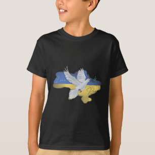 Ukrainische Friedens Taube Flagge Farben Blau Gelb T-Shirt