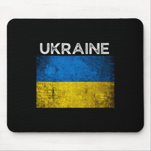 Ukrainische gelb-blaue Flagge mit dem Wort Ukraine Mousepad