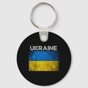 Ukrainische gelb-blaue Flagge mit dem Wort Ukraine Schlüsselanhänger