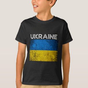 Ukrainische gelb-blaue Flagge mit dem Wort Ukraine T-Shirt