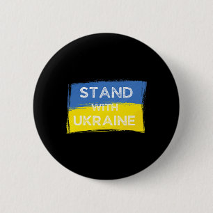 Ukrainische gelb-blaue Flagge mit Slogan Stand Wit Button