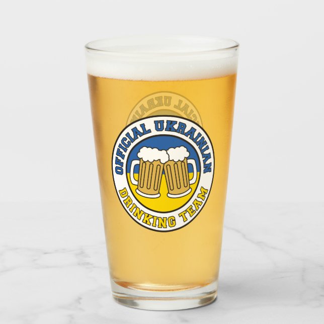 Ukrainische Getränketeam-Flagge Glas (Vorne (Gefüllt))