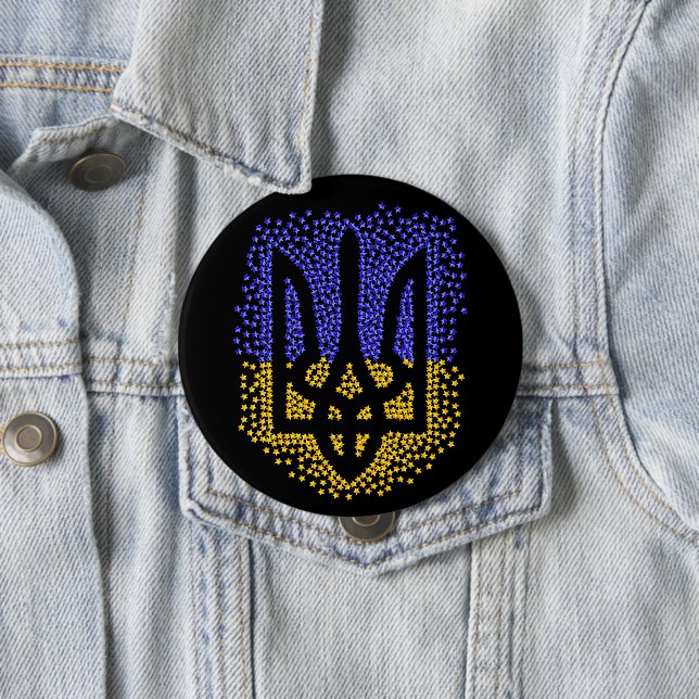 Ukrainische heraldry trident tryzub streut Sterne Button (Beispiel)