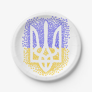 Ukrainische heraldry trident tryzub streut Sterne Pappteller