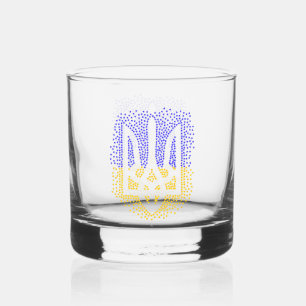 Ukrainische heraldry trident tryzub streut Sterne Whiskyglas
