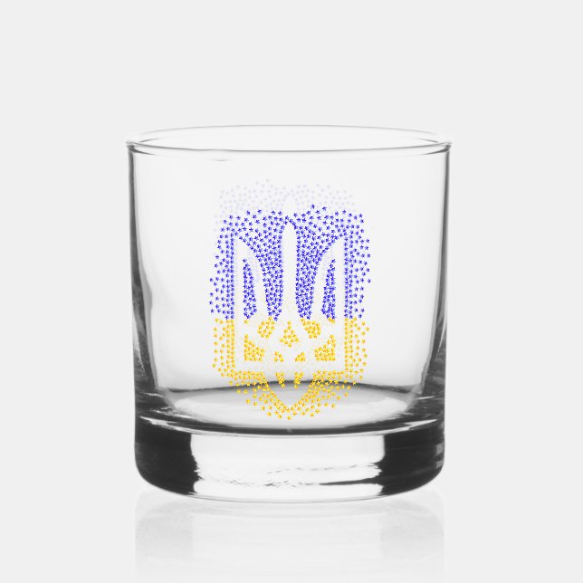 Ukrainische heraldry trident tryzub streut Sterne Whiskyglas (Vorderseite)