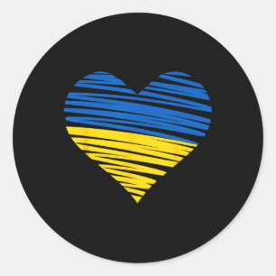 Ukrainische Herzflagge Farben Blau Gelb Ukraine Fr Runder Aufkleber