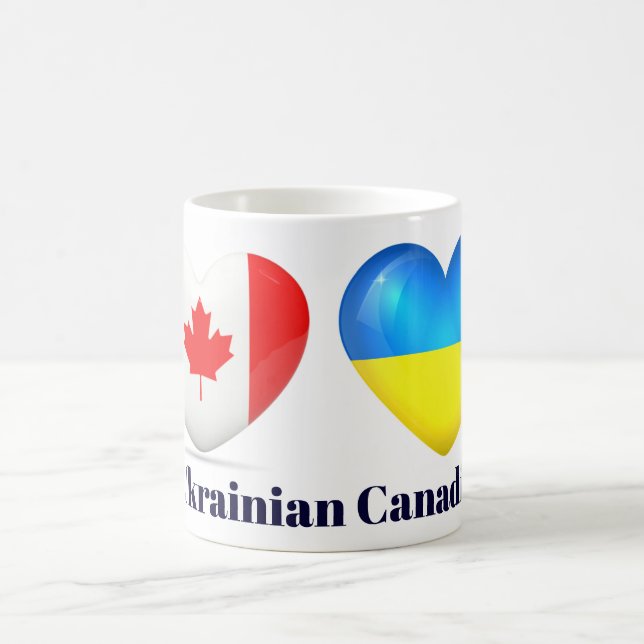Ukrainische kanadische Flaggen-Herz-Tasse Tasse (Mittel)