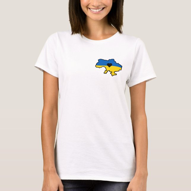Ukrainische Karte in Blau und Gelb mit Herz T-Shirt (Vorderseite)