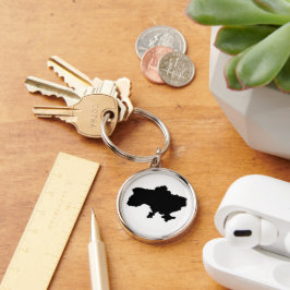 Ukrainische Karte in schwarz. Ukraine Schlüsselanhänger