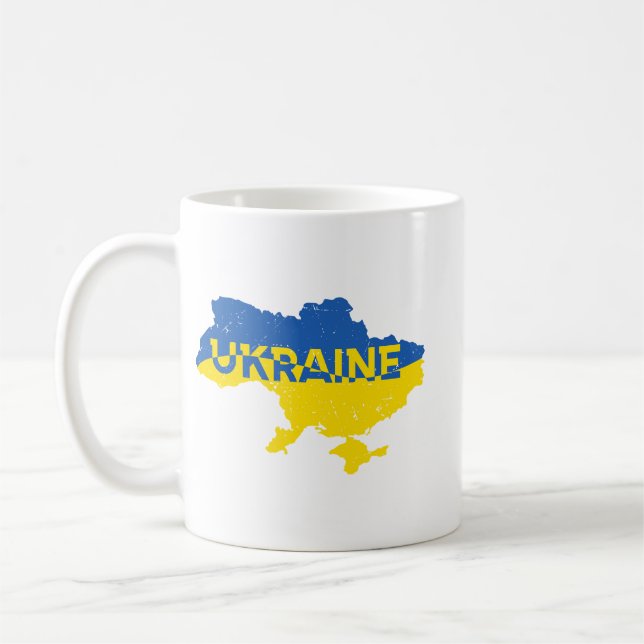 Ukrainische Karte mit Inschrift Ukraine. Ukraine Kaffeetasse (Links)