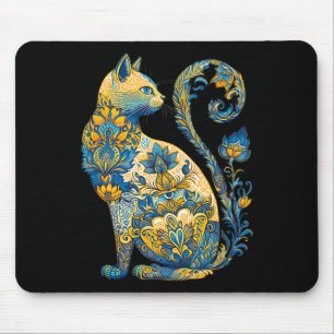 Ukrainische Katze Floral Vintage Ukraine-Flagge un Mousepad