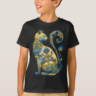 Ukrainische Katze Floral Vintage Ukraine-Flagge un T-Shirt