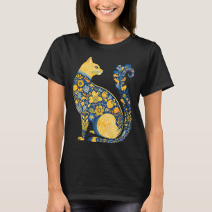 Ukrainische Katze Süß Floral Vintage Ukraine-Flagg T-Shirt