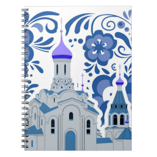 Ukrainische Kirchen von Kiew Blue und White Post i Notizblock