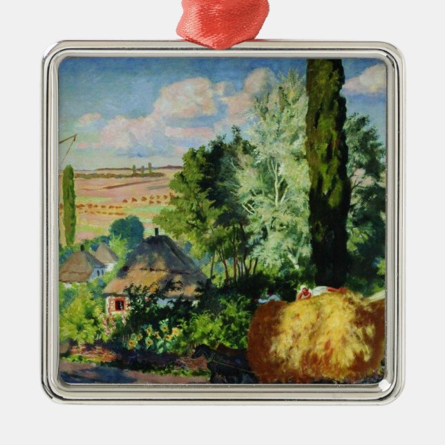 Ukrainische Landschaft (Landwirtschaftliche Betrie Ornament Aus Metall (Vorne)