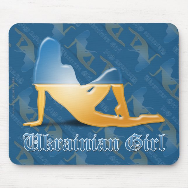 Ukrainische Mädchen-Silhouette-Flagge Mousepad (Vorne)
