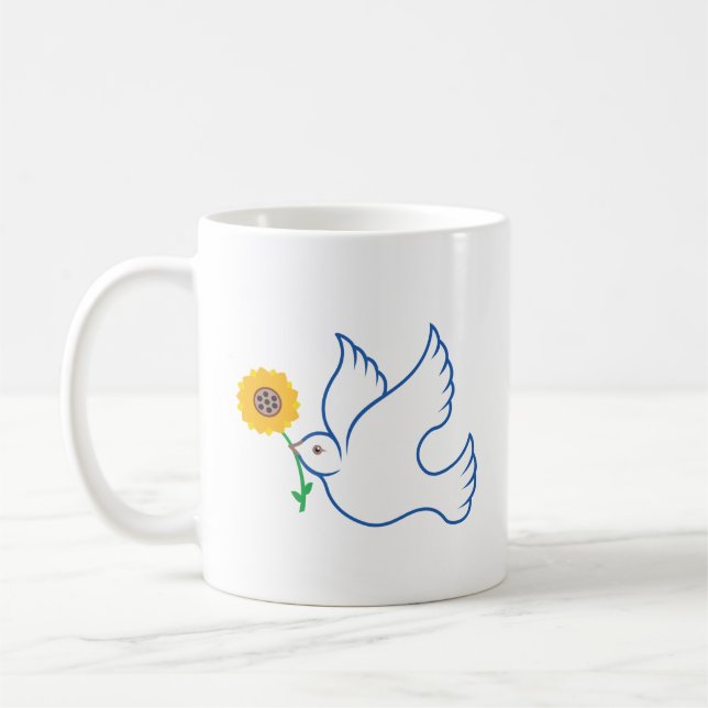Ukrainische Nachtigall mit Sonnenblumen Kaffeetasse (Links)