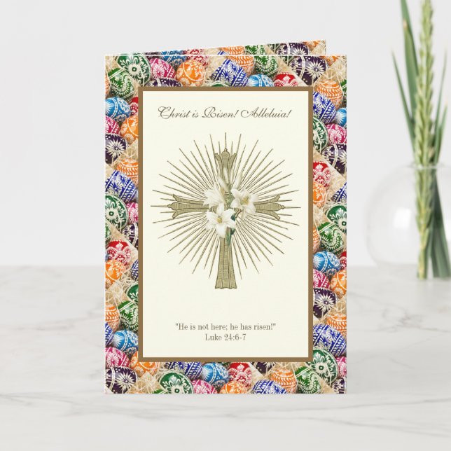 Ukrainische Ostereier Christi ist Risen Alleluia Karte (Vorderseite)