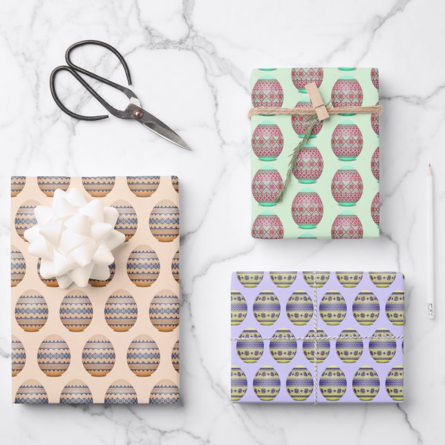 Ukrainische Ostereier Design Wrapping Paper Set Geschenkpapier Set (Vorderseite)