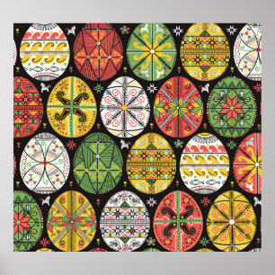 Ukrainische Ostereier, Vintages Muster. Poster