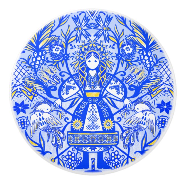 Ukrainische Puppe Keramikknauf (Vorderseite)