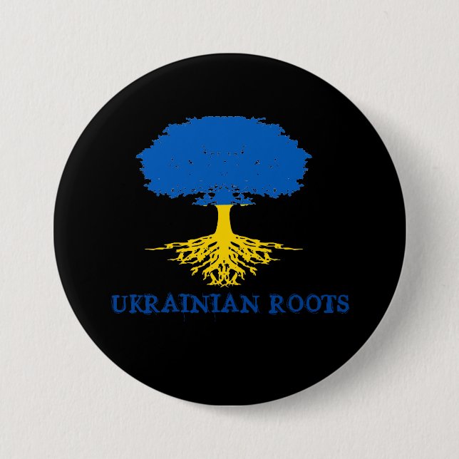 Ukrainische Roots-Tree-Silhouette Button (Vorderseite)