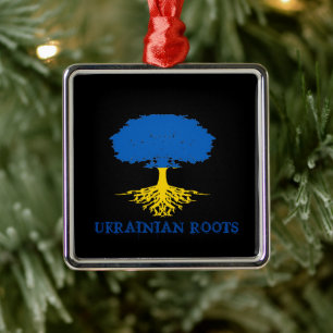 Ukrainische Roots-Tree-Silhouette Ornament Aus Metall